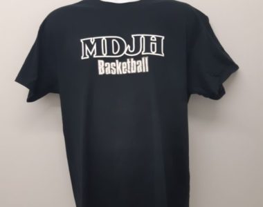 MDJH Basketball Logo digitally printed on the front of t-shirt