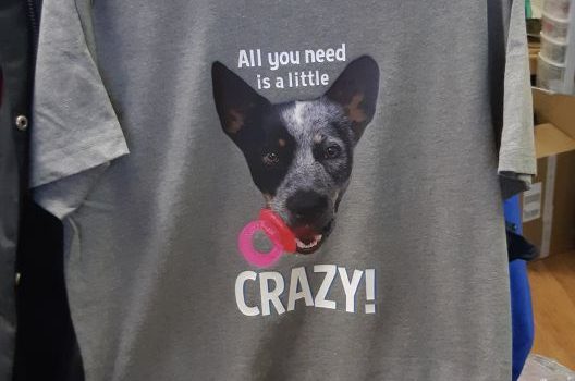 We love producing custom pet-themed t-shirts.