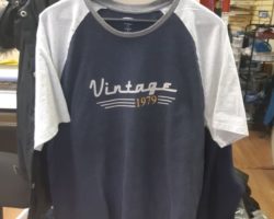 Vintage Logo digitally printed on the front of t-shirt